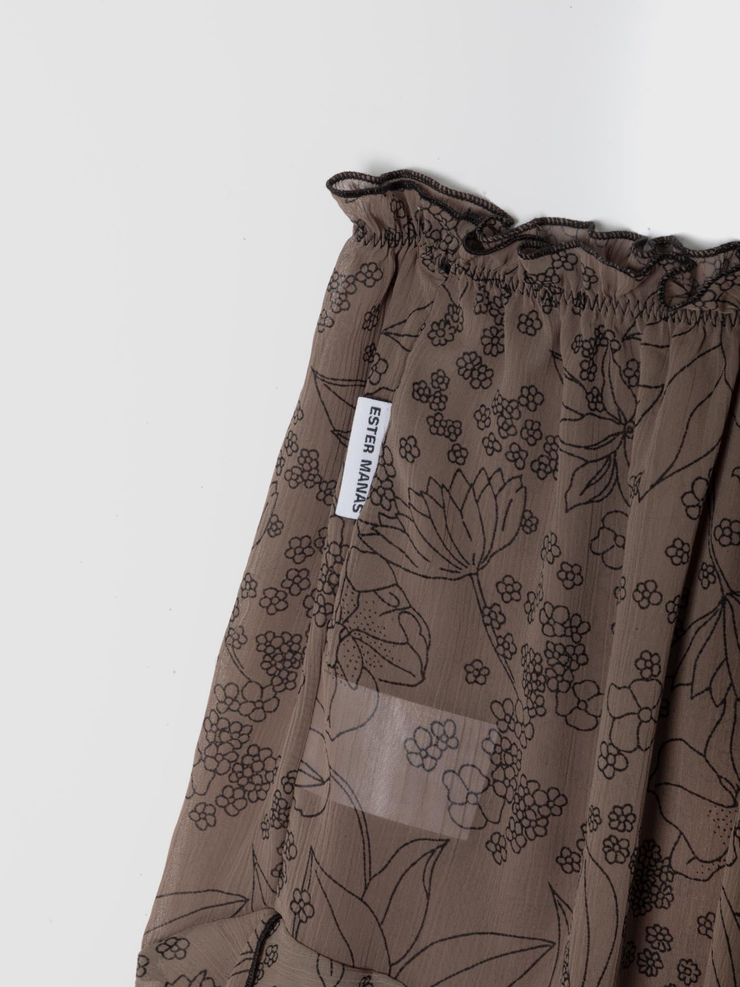 Taupe Floral Asymmetric Skirt
