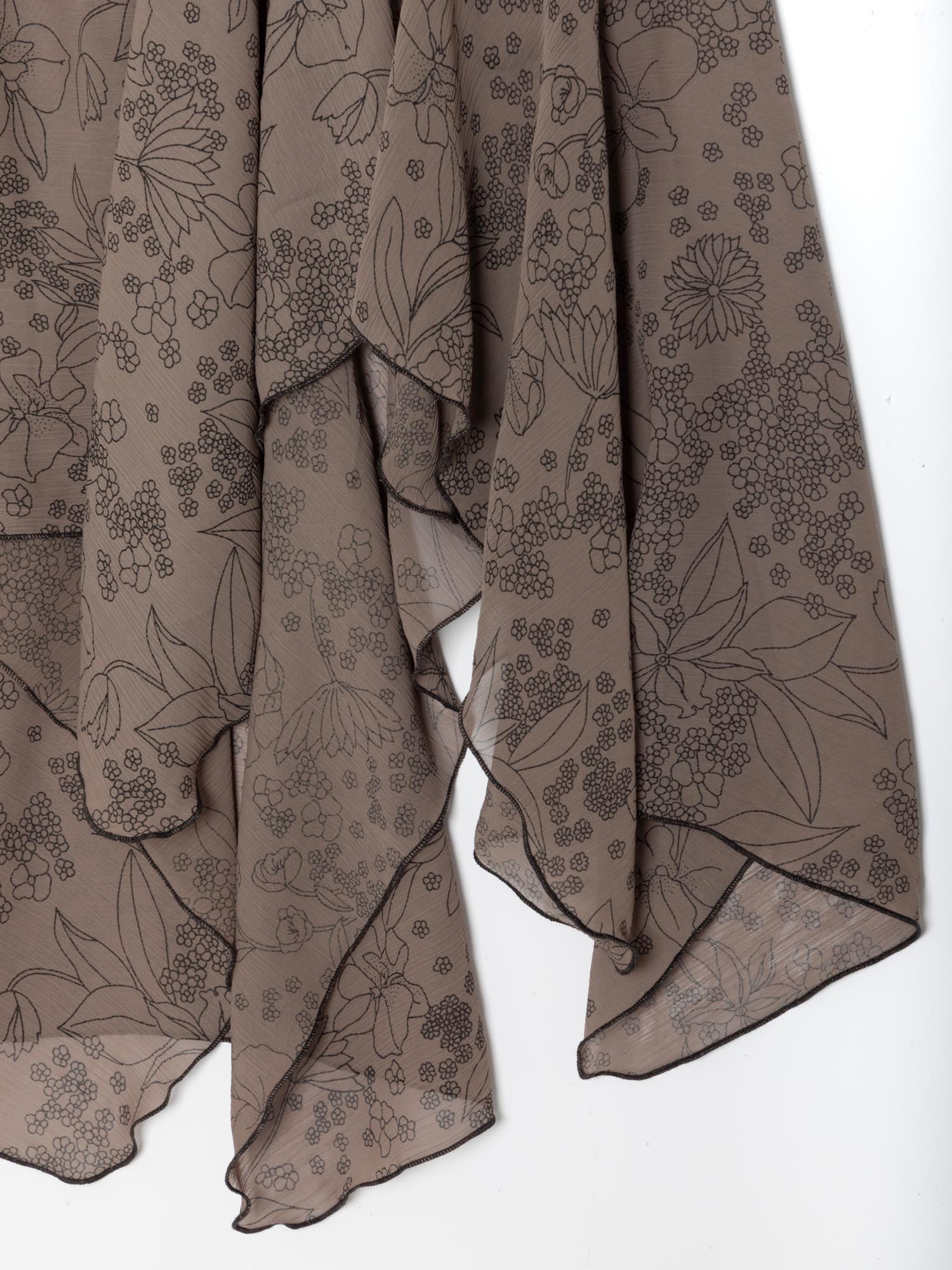 Taupe Floral Asymmetric Skirt