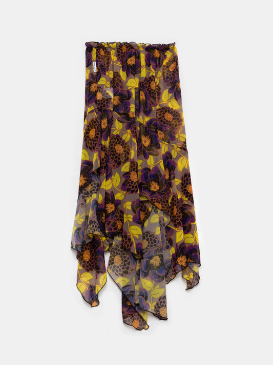 Multicolor Floral Asymmetric Skirt