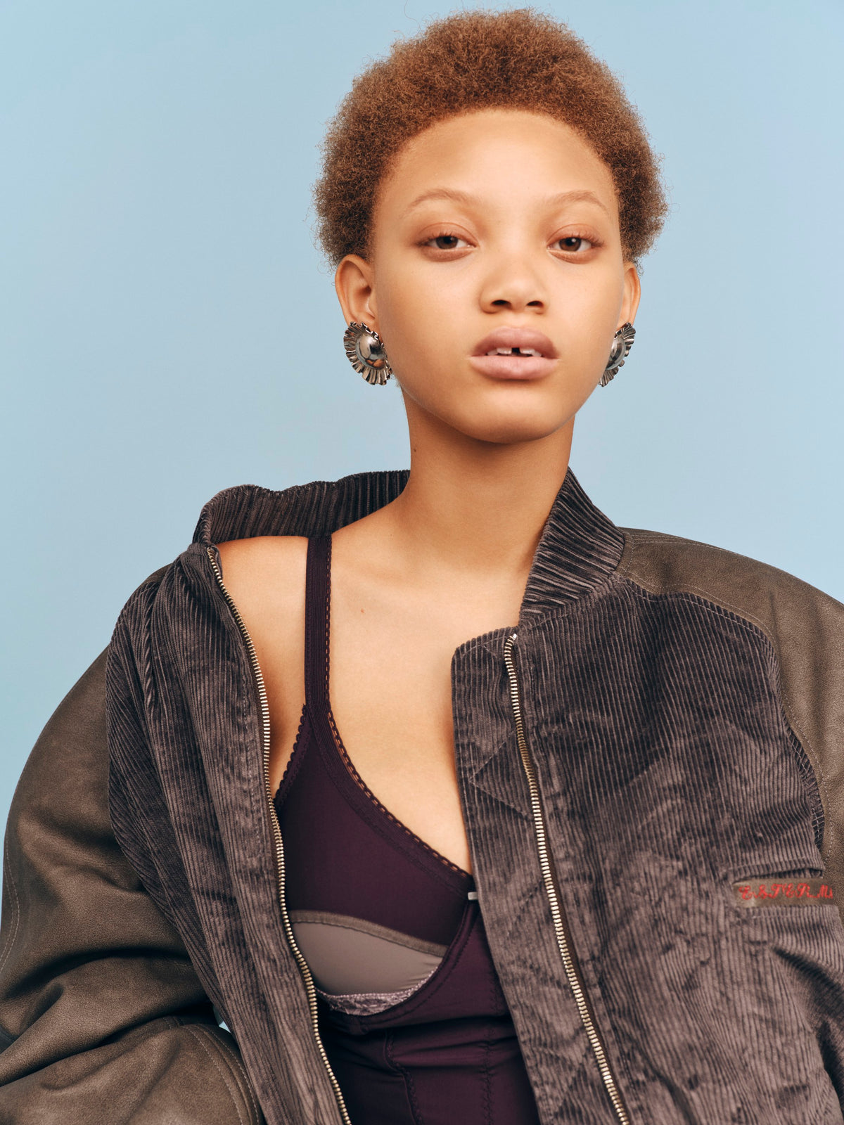 Grey Oversize Bomber Jacket