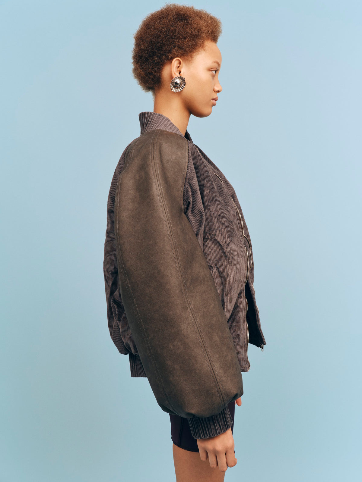 Grey Oversize Bomber Jacket