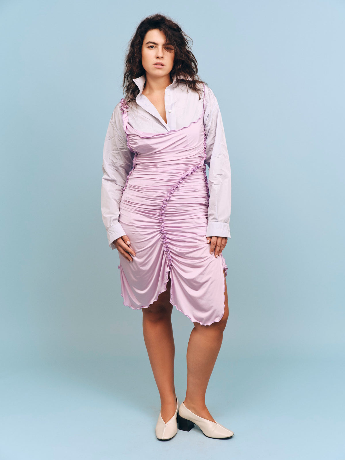 Lilac Ruched Dress