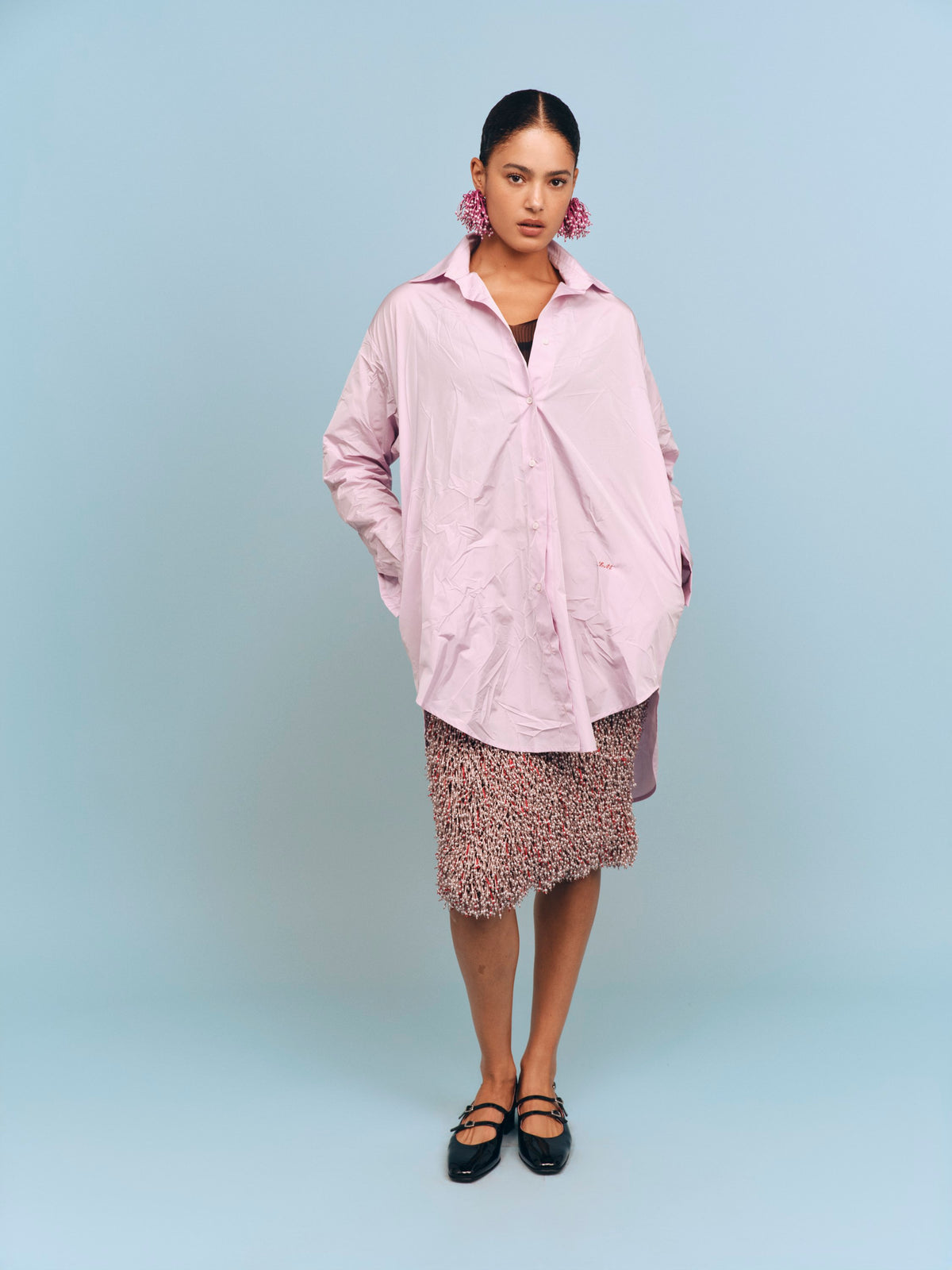 Lilac Crumpled Oversize Shirt