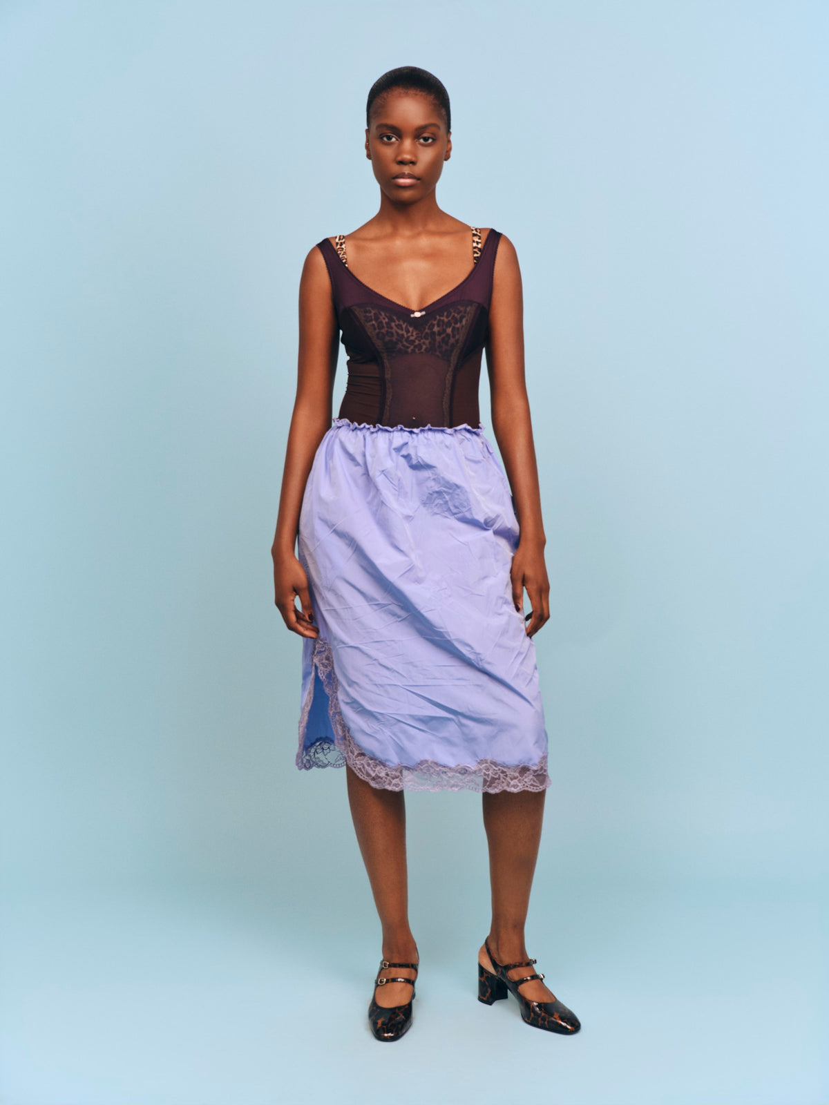 Blue Crumpled Pencil Skirt