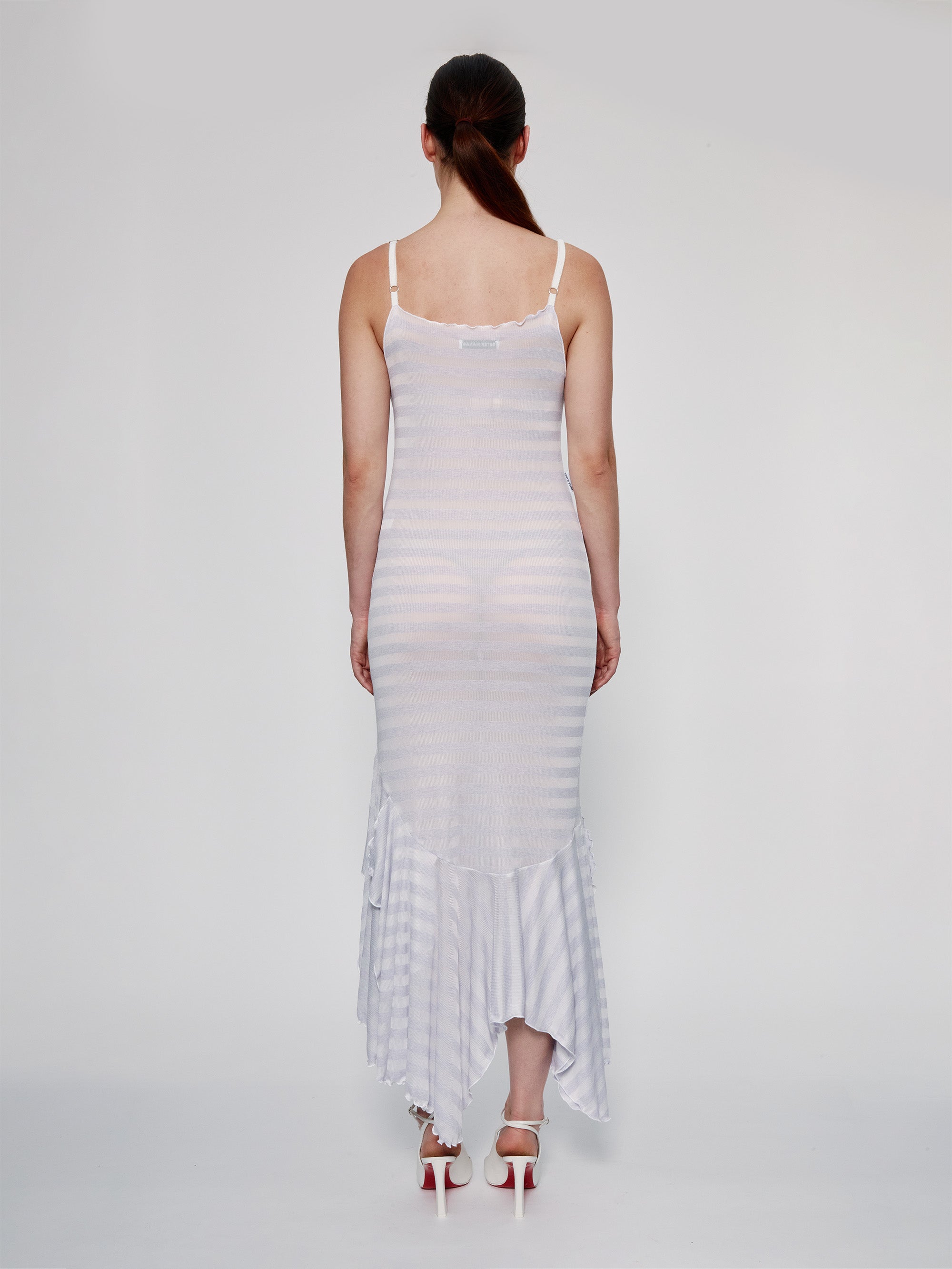 Lilac & White Striped Spaghetti Easy Dress