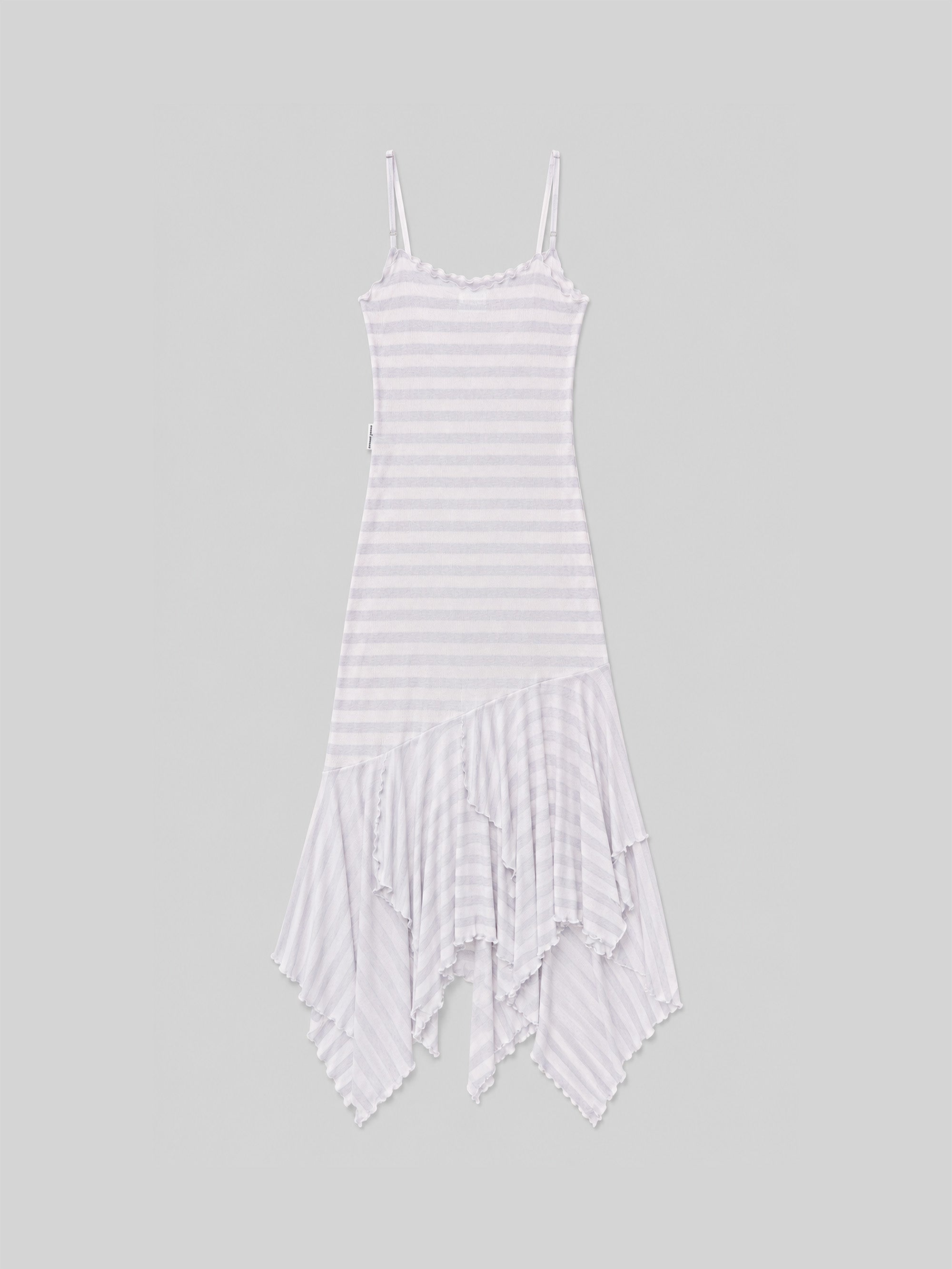 Lilac & White Striped Spaghetti Easy Dress
