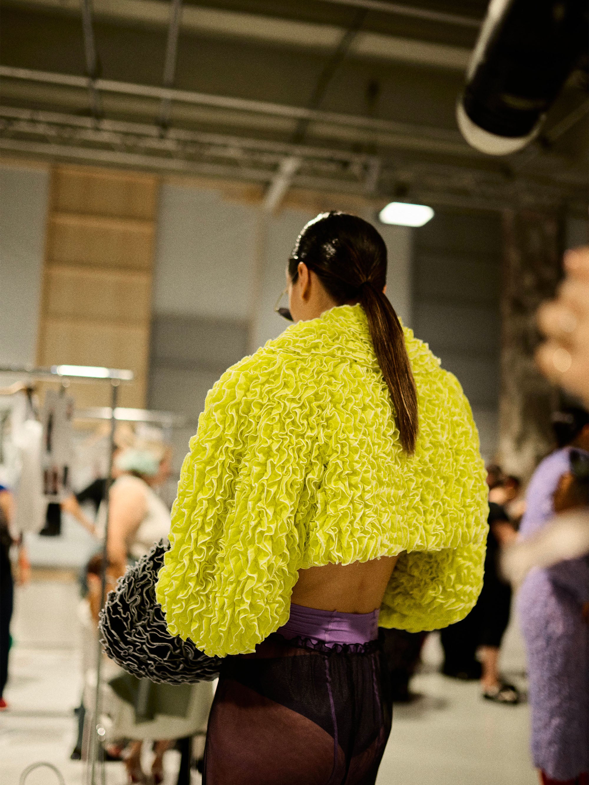 SS25 Look 11 – Yellow Ruffled Cropped Jacket