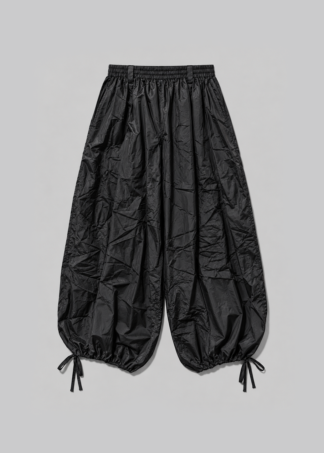Black Crumpled Parachute Pants