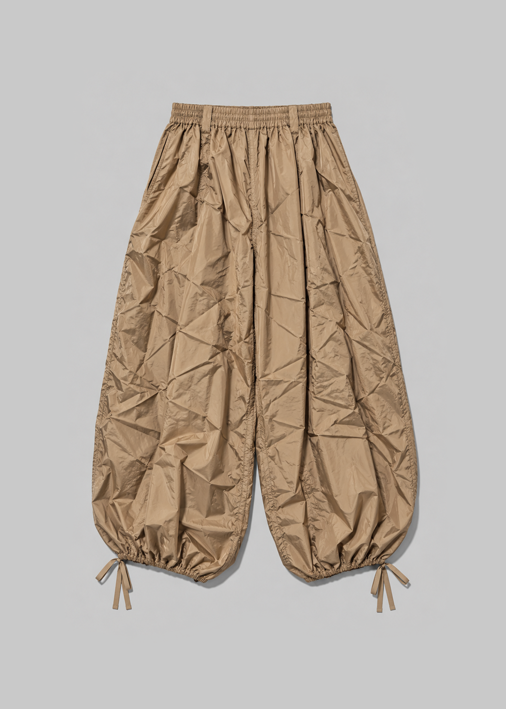 Camel Crumpled Parachute Pants