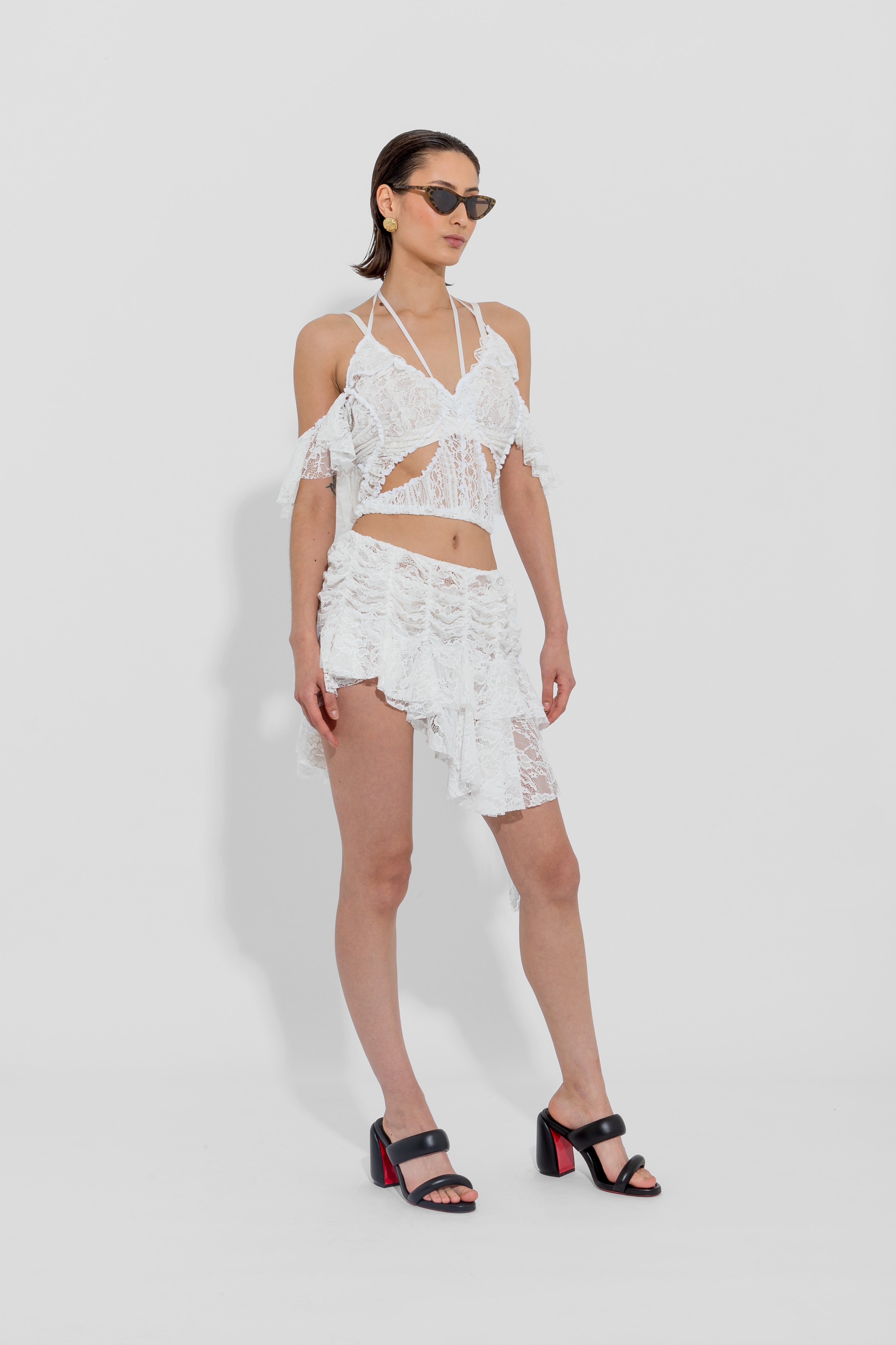 White lace 2024 skirt mini