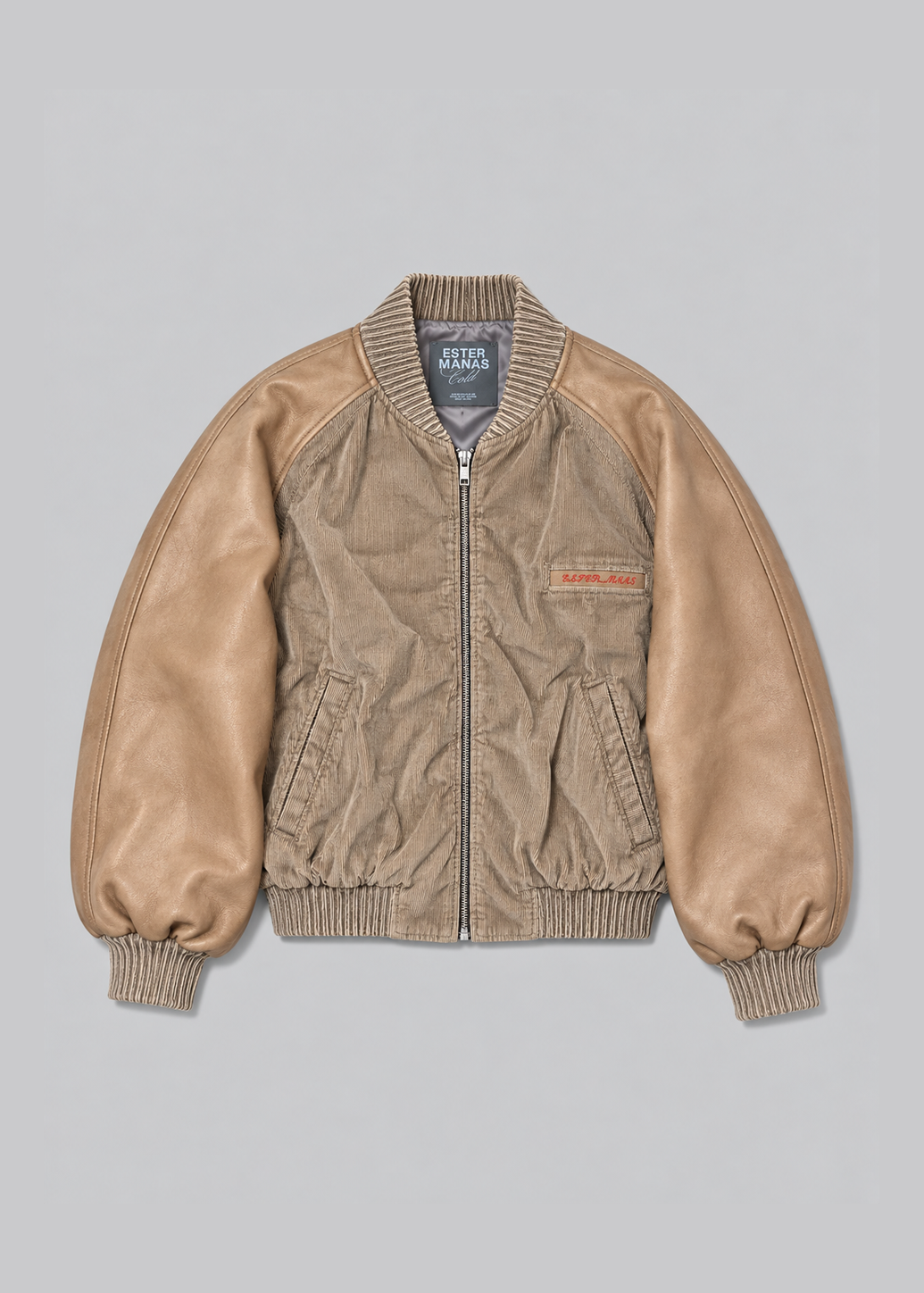 Camel Oversize Bomber Jacket