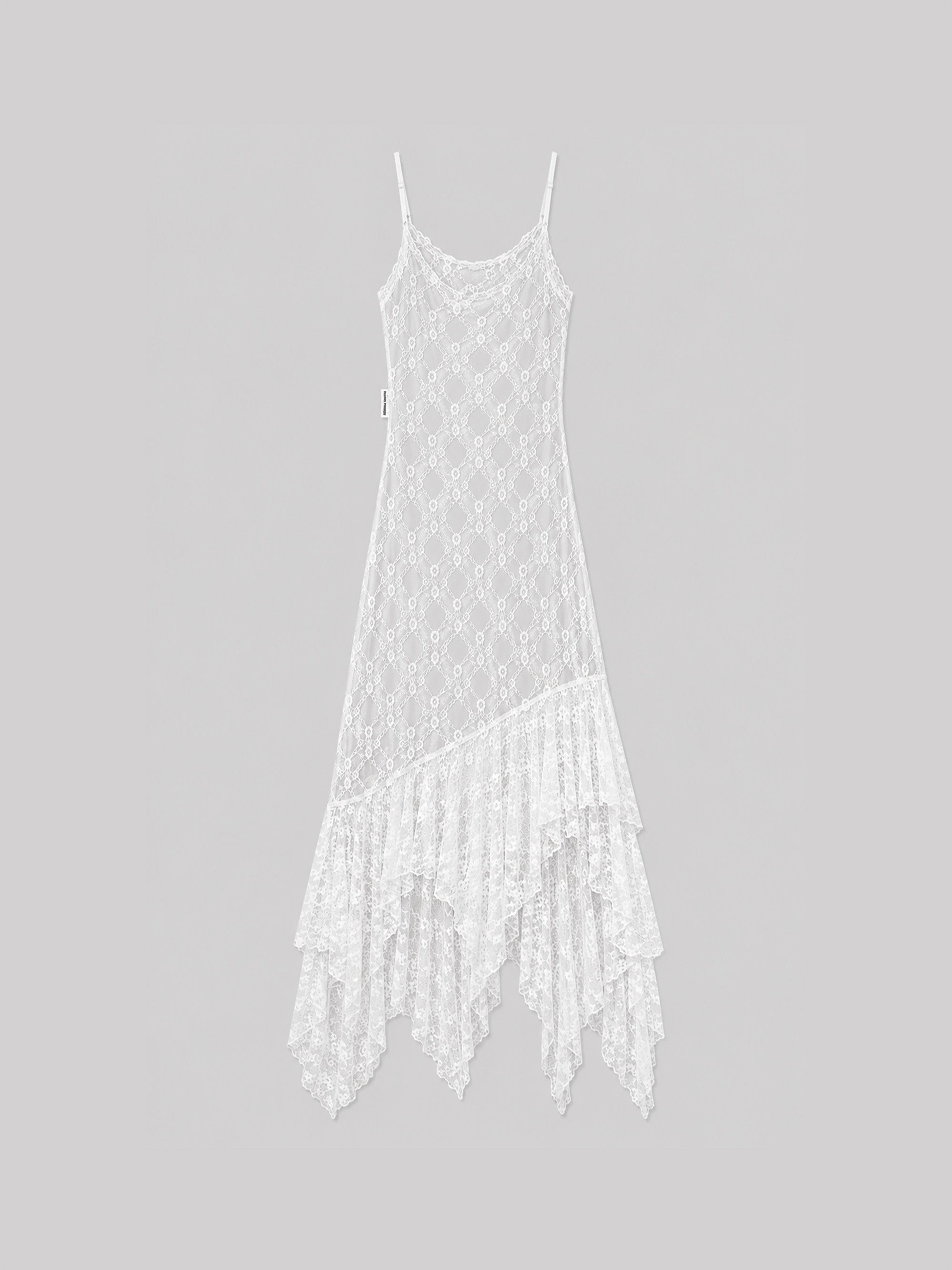 White Floral Lace Spaghetti Easy Dress