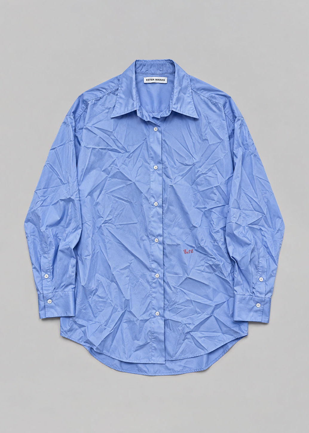 Blue Crumpled Oversize Shirt