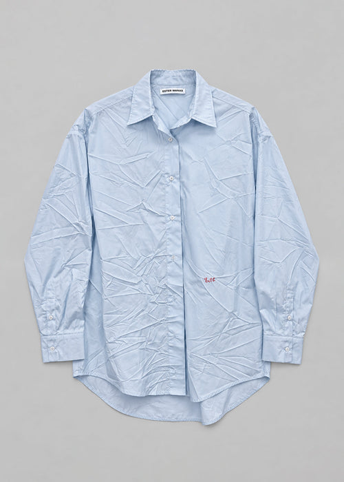 Baby Blue Crumpled Oversize Shirt
