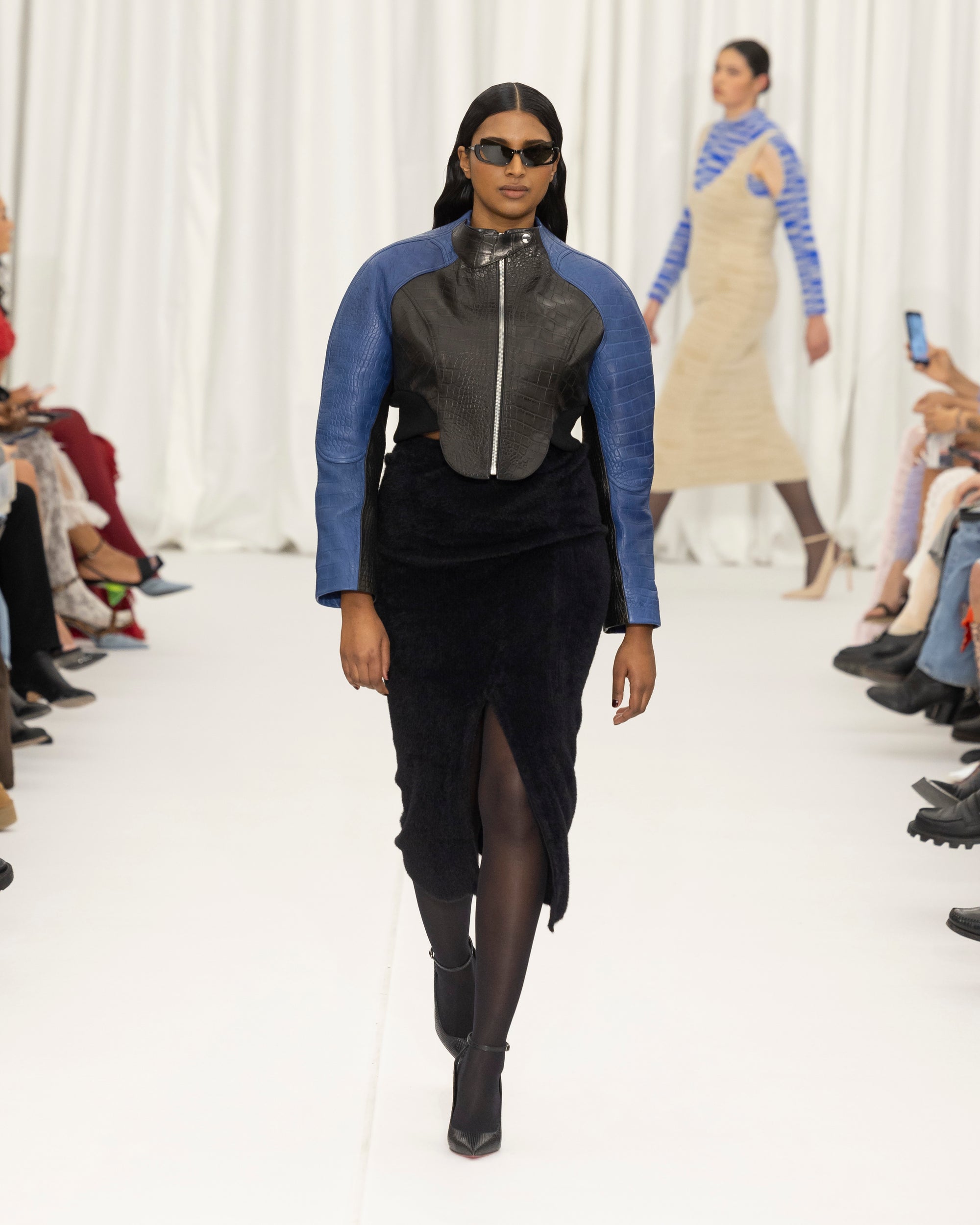 SS24 Look 02 – Crocodile-Embossed Leather Bomber