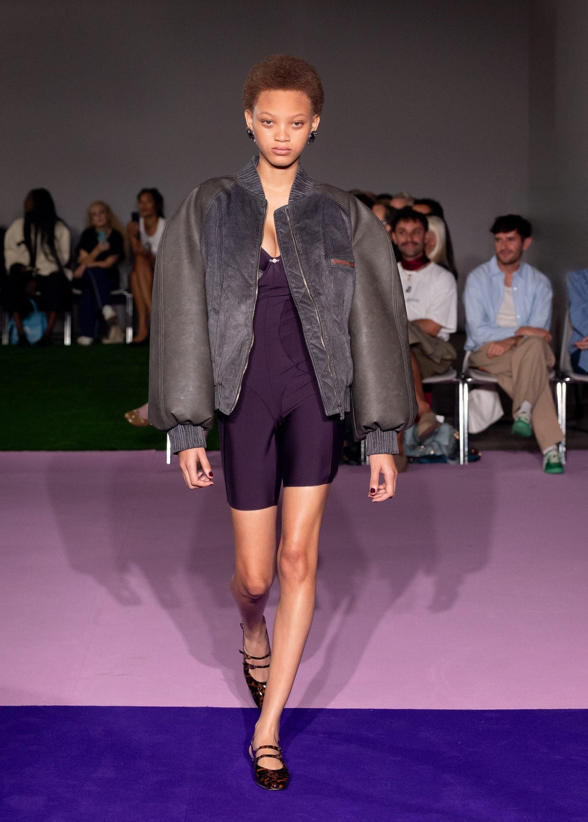 Grey Oversize Bomber Jacket