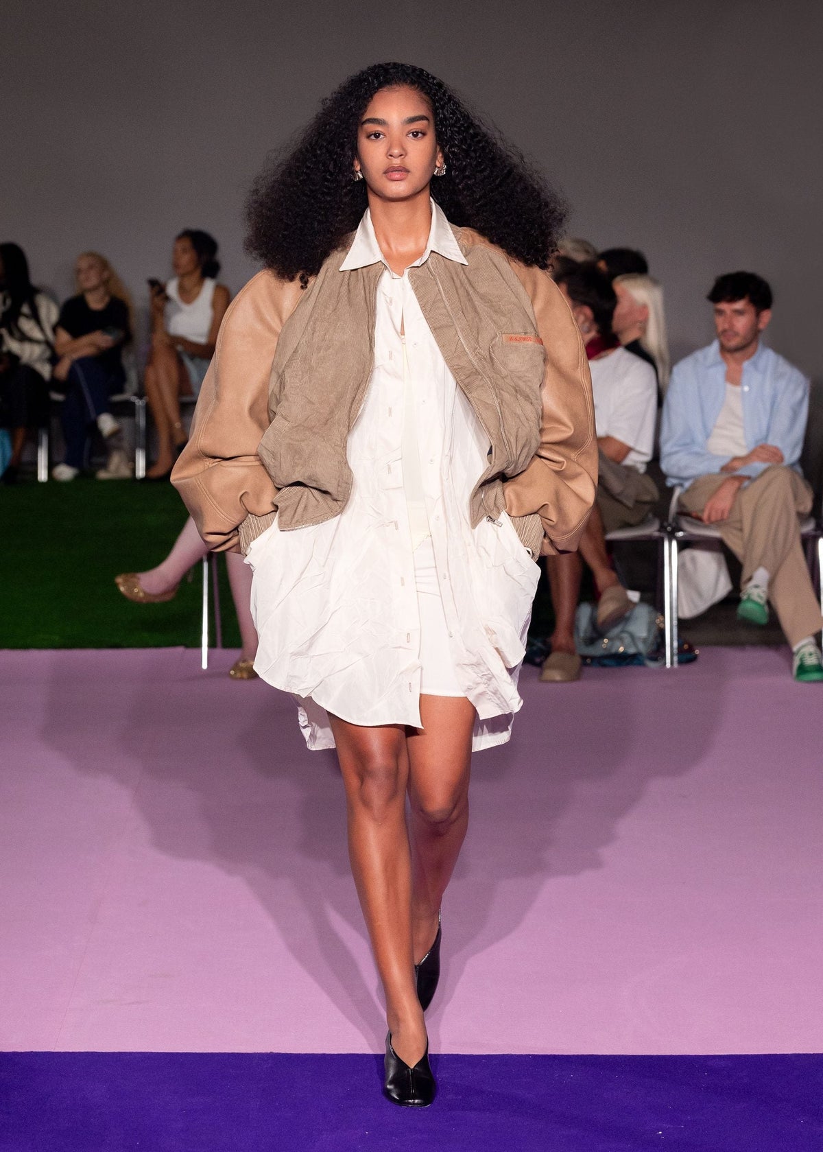 Camel Oversize Bomber Jacket