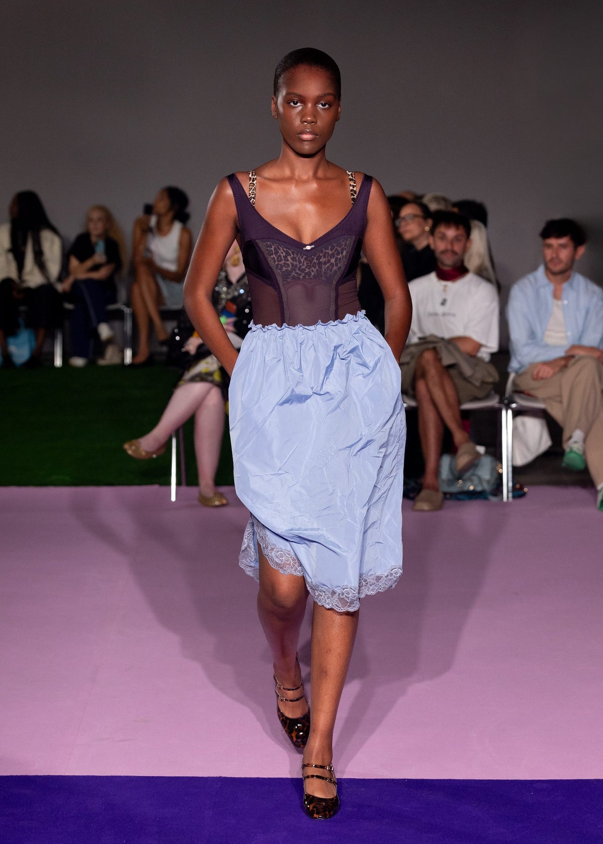 Blue Crumpled Pencil Skirt