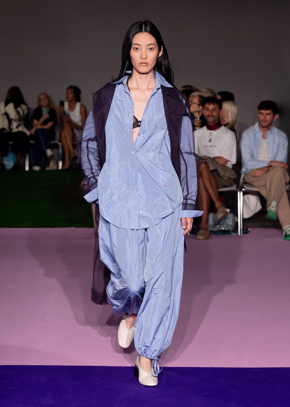 Blue Crumpled Parachute Pants
