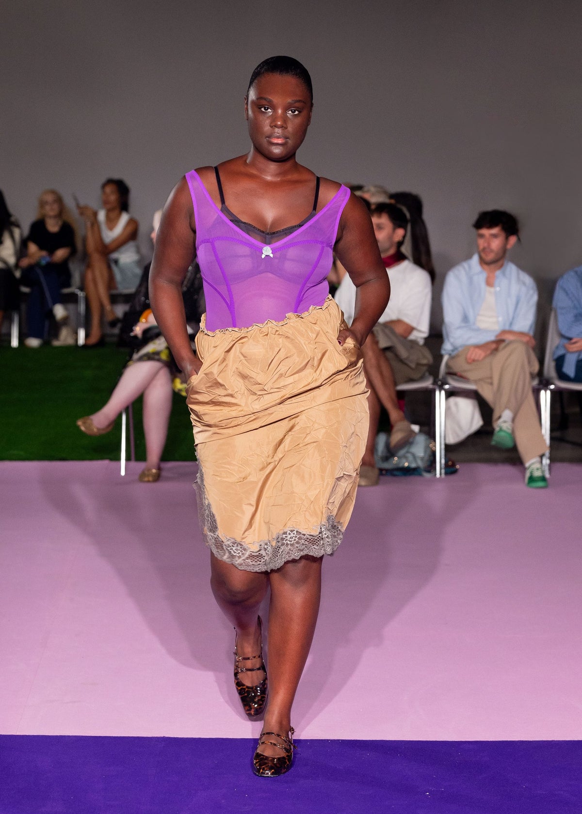 Camel Crumpled Pencil Skirt