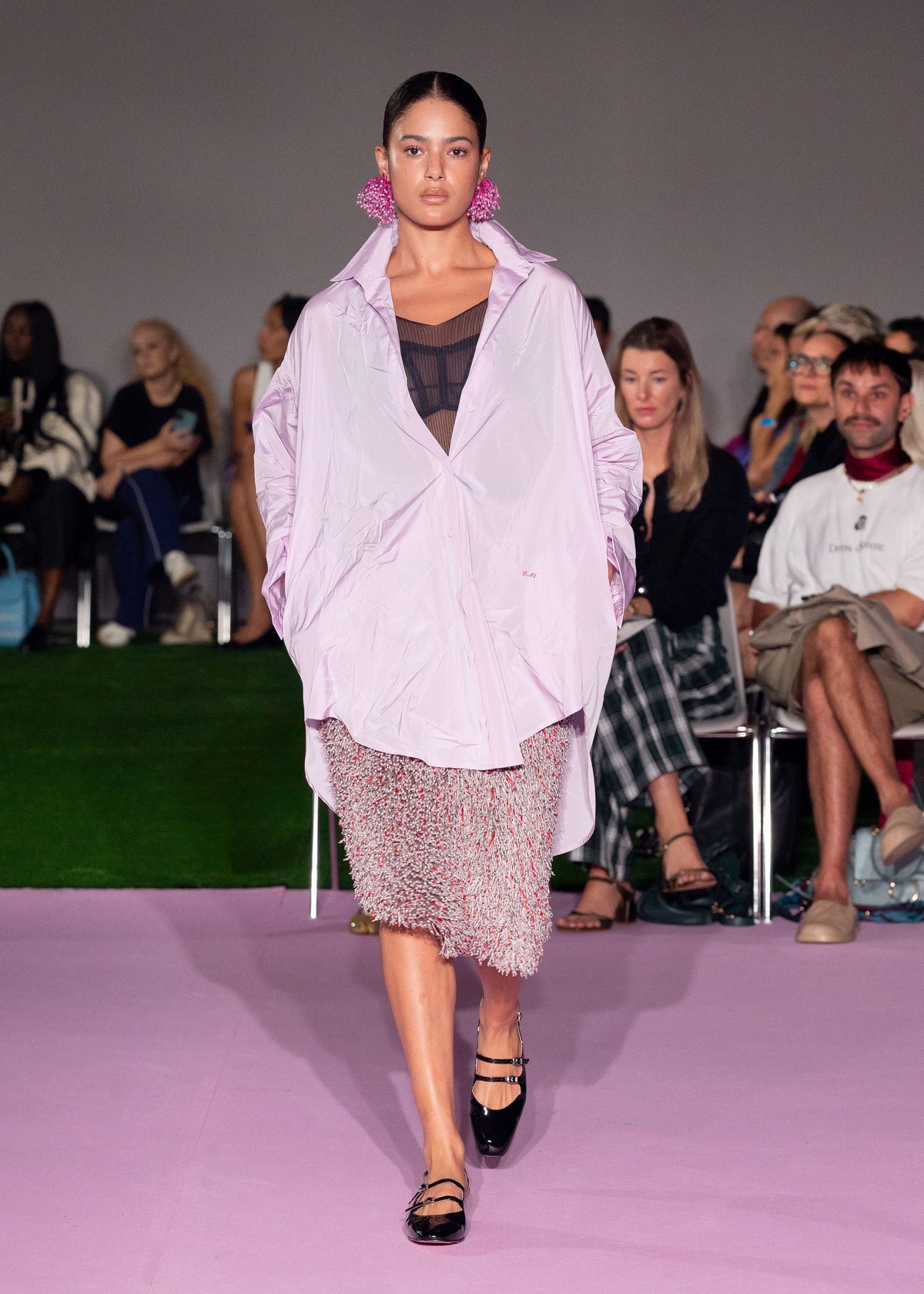 Lilac Crumpled Oversize Shirt