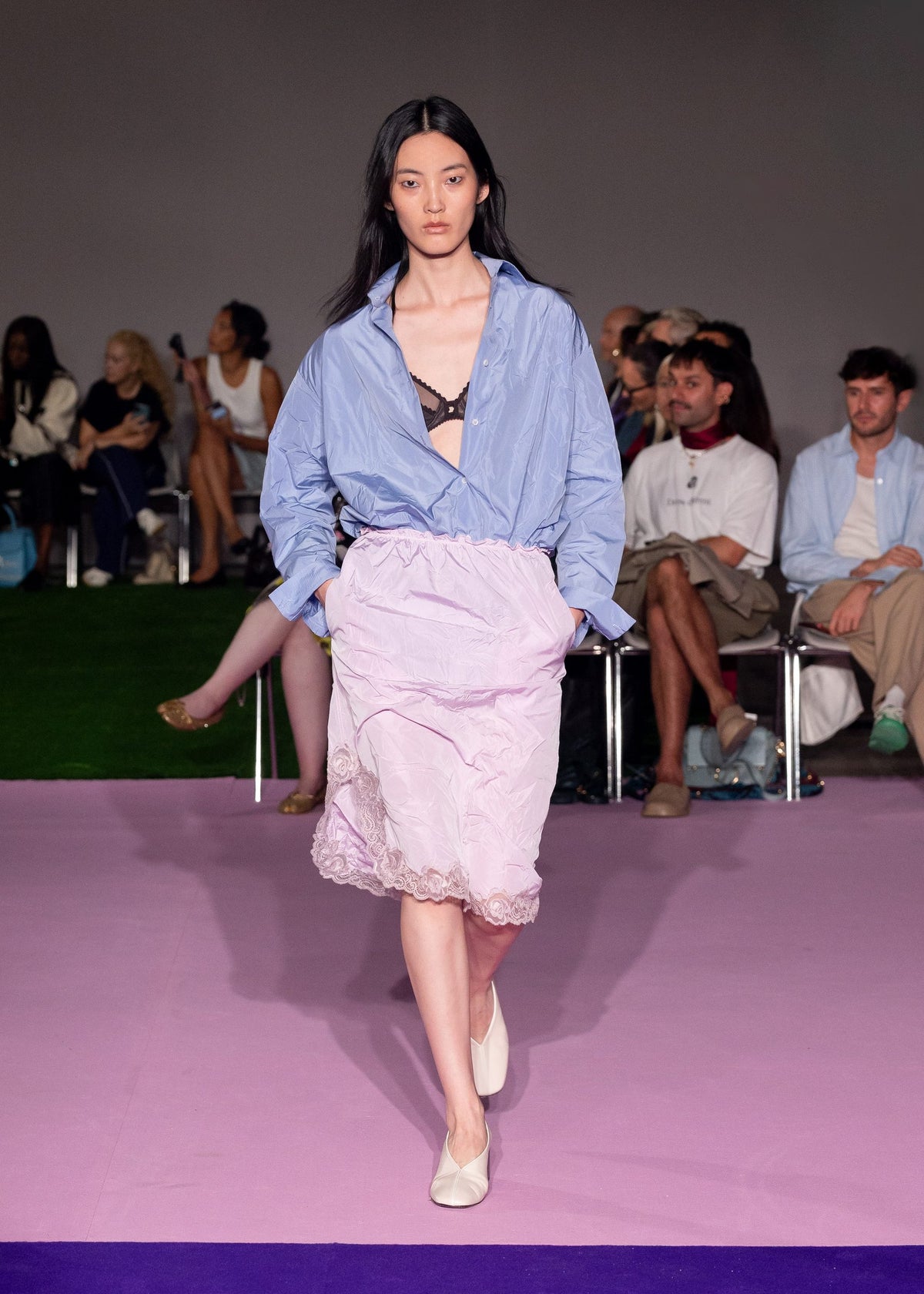 Lilac Crumpled Pencil Skirt
