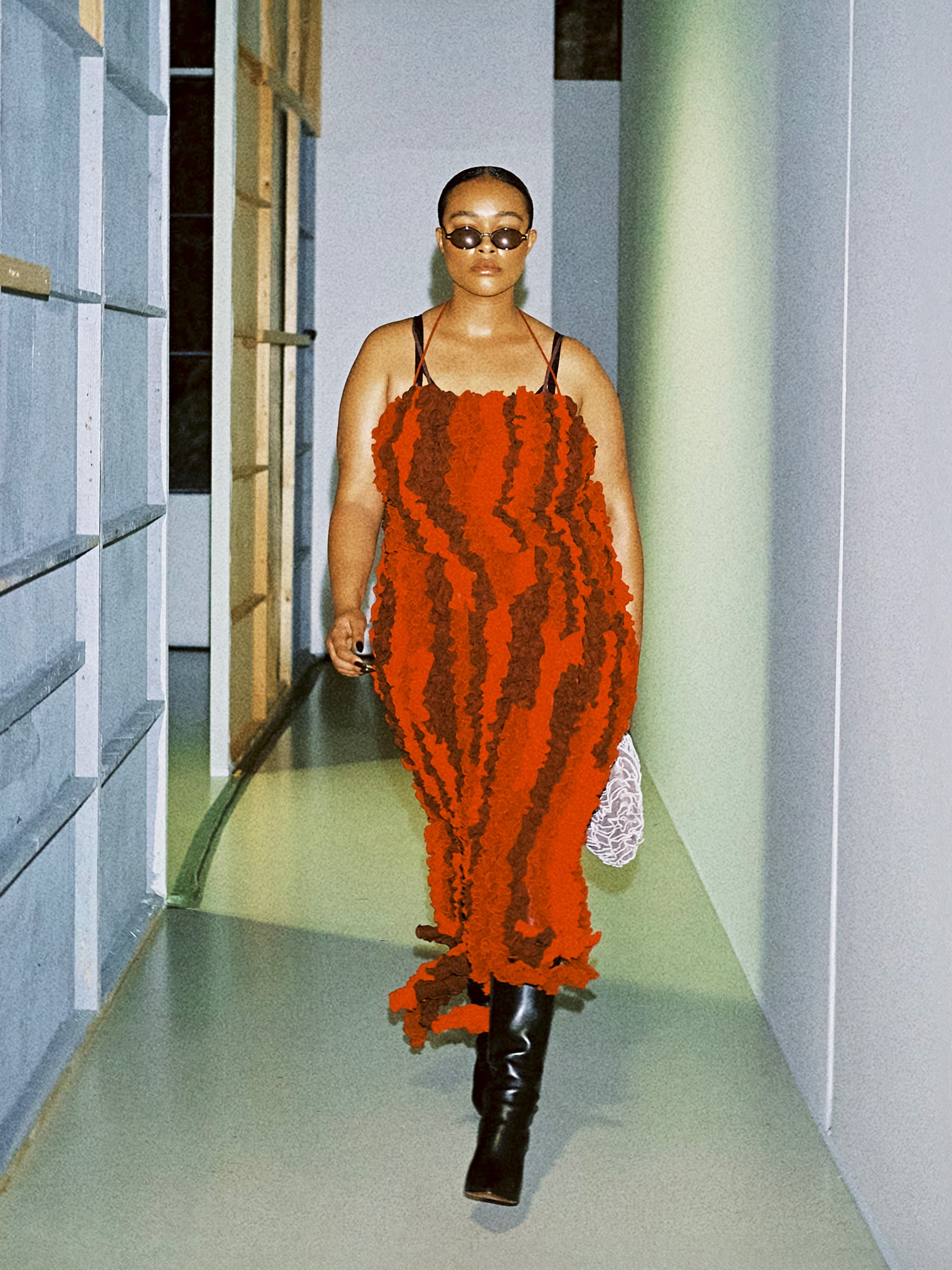 SS25 Look 09 – Ruffled Red Dress