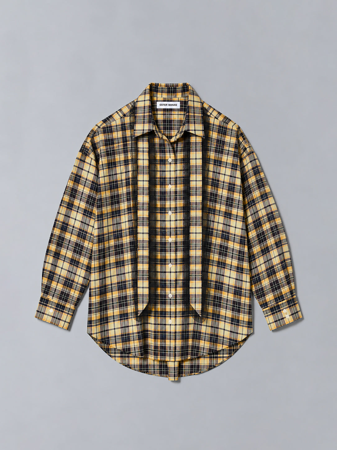 Plaid Oversize Pussy-Bow Shirt