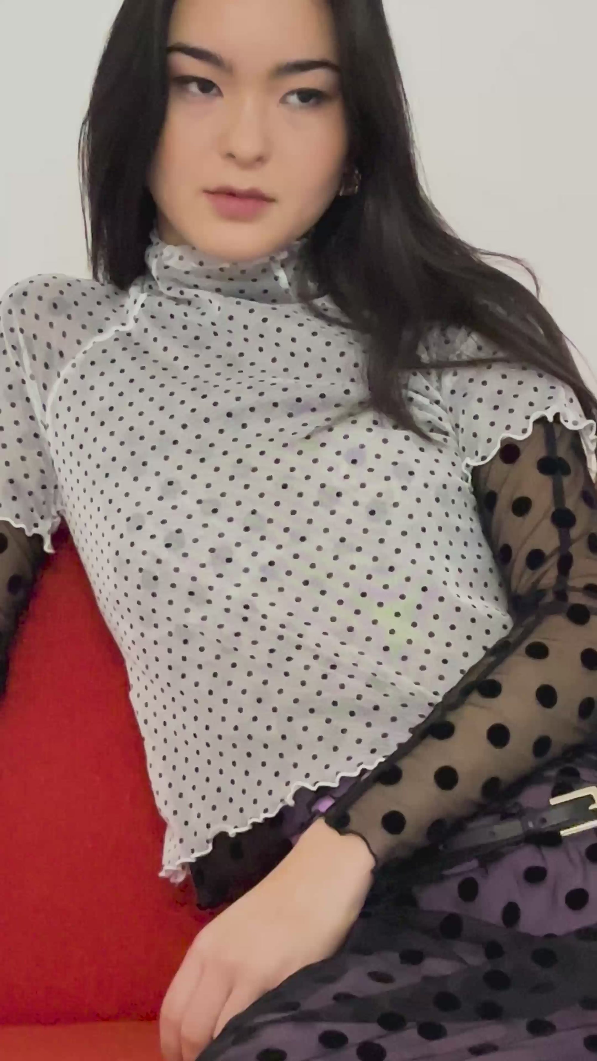 Black Polka Dots Asymmetric Skirt