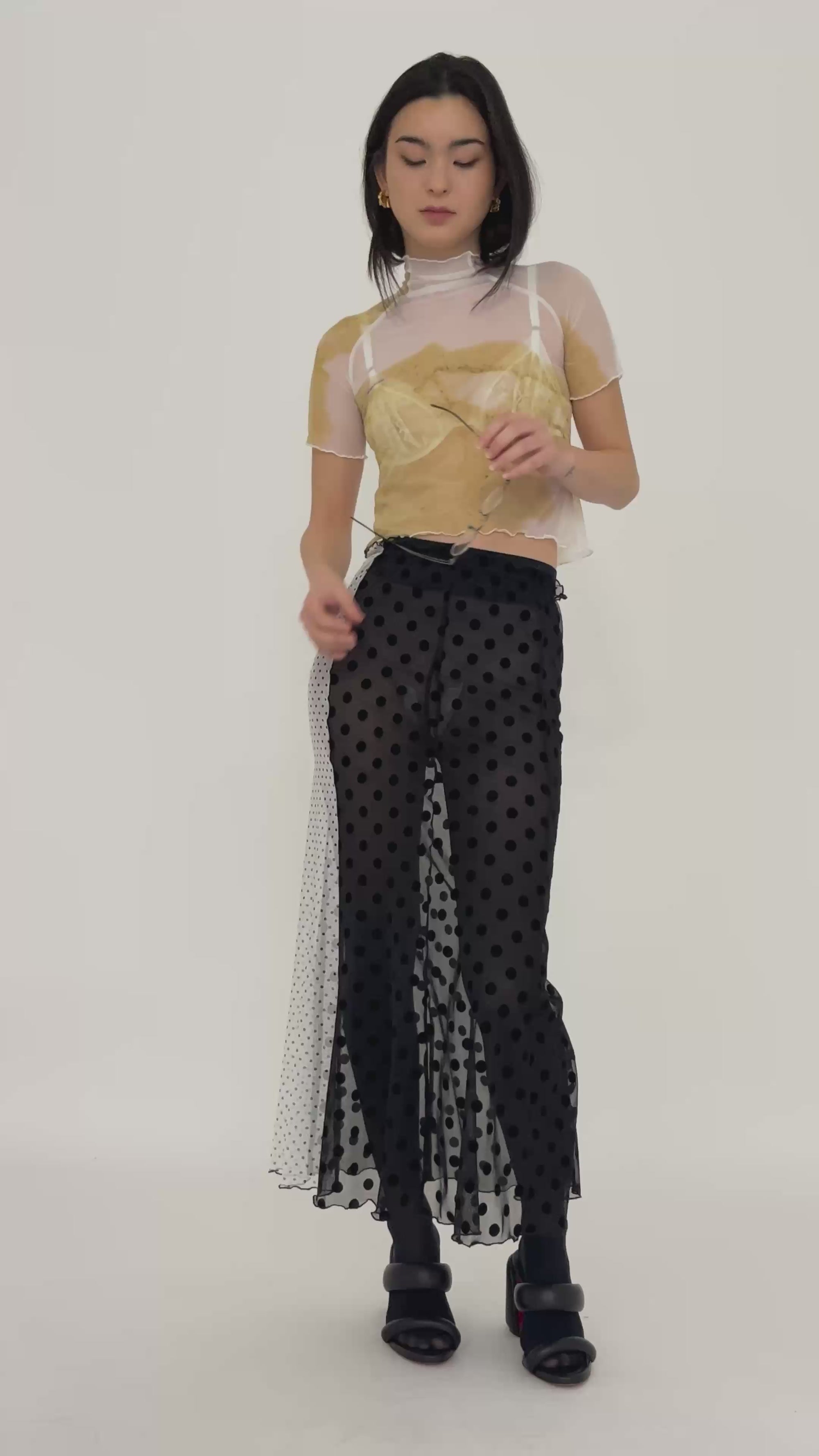 Black & White Polka Dots Long Skirt